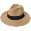 Women Men Wide Brim Straw Panama Roll up Hat Fedora Beach Sun Hat UPF50+